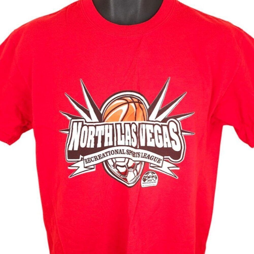Vintage North Las Vegas T Shirt Mens Size Medium Red Y2K Recreational Sports